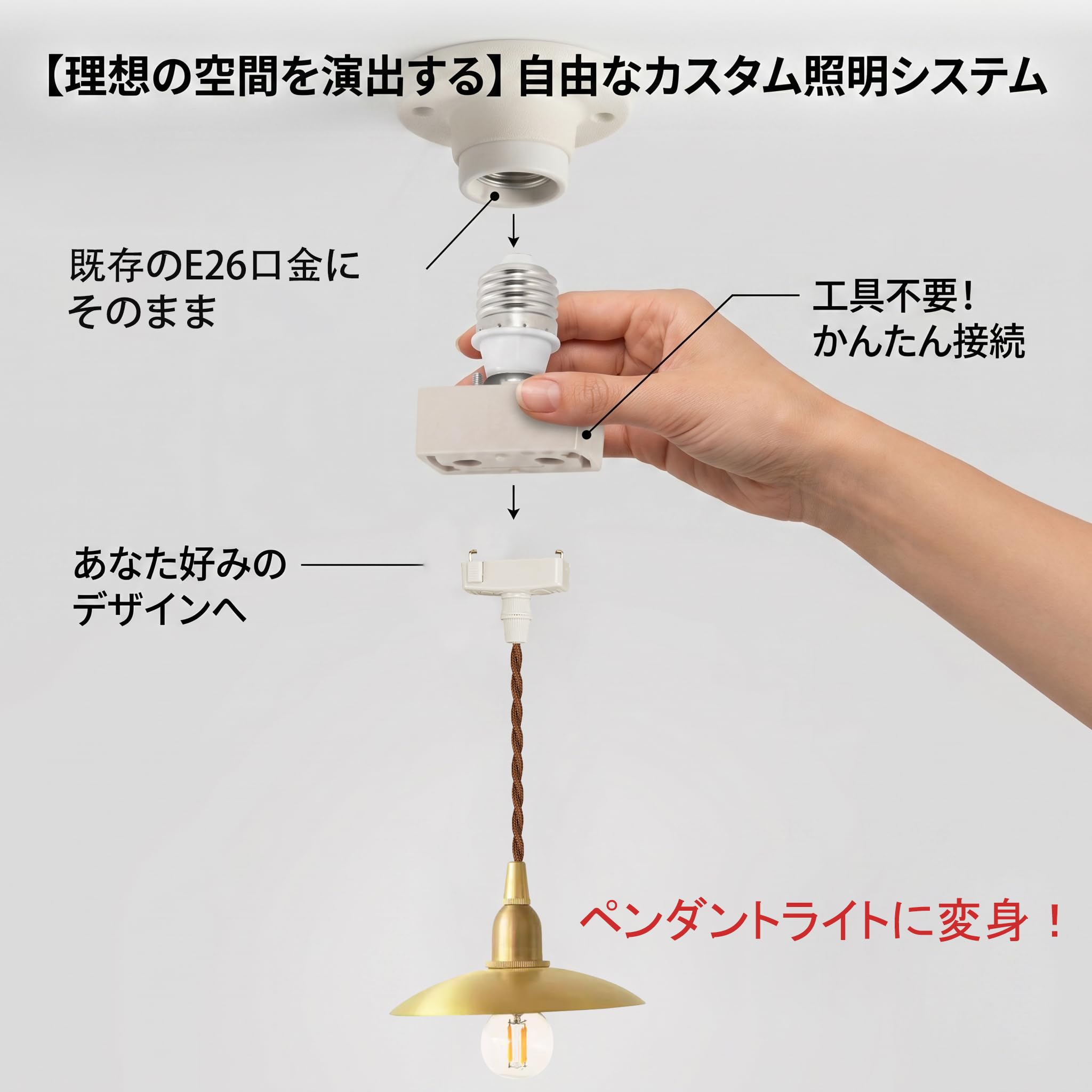 Amazon.co.jp: FSLIVING ダウンライト延長アダプター 工事不要 簡単